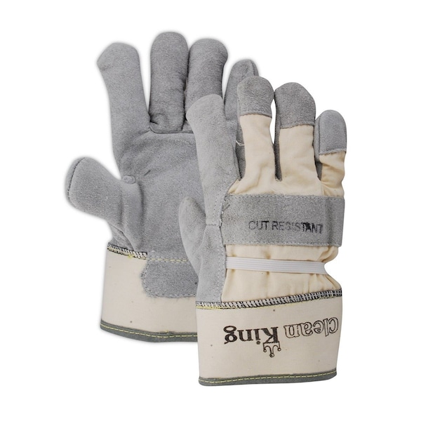 Clean King TB23EHKV Side Leather Palm Glove with Kevlar Liner, L, 12PK